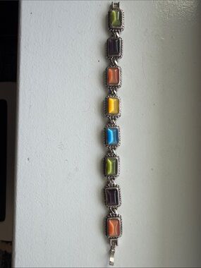 Premier Designs Multicolor Cabochon Silver Tone Bracelet